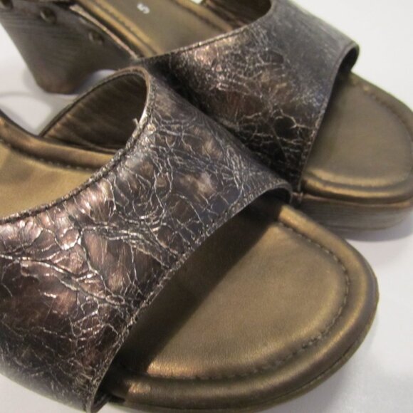 $200 GABOR UK 5 US 7 expresso PLATFORM sandal METALLIC brown NAIL HEADS sexy - Picture 6 of 9